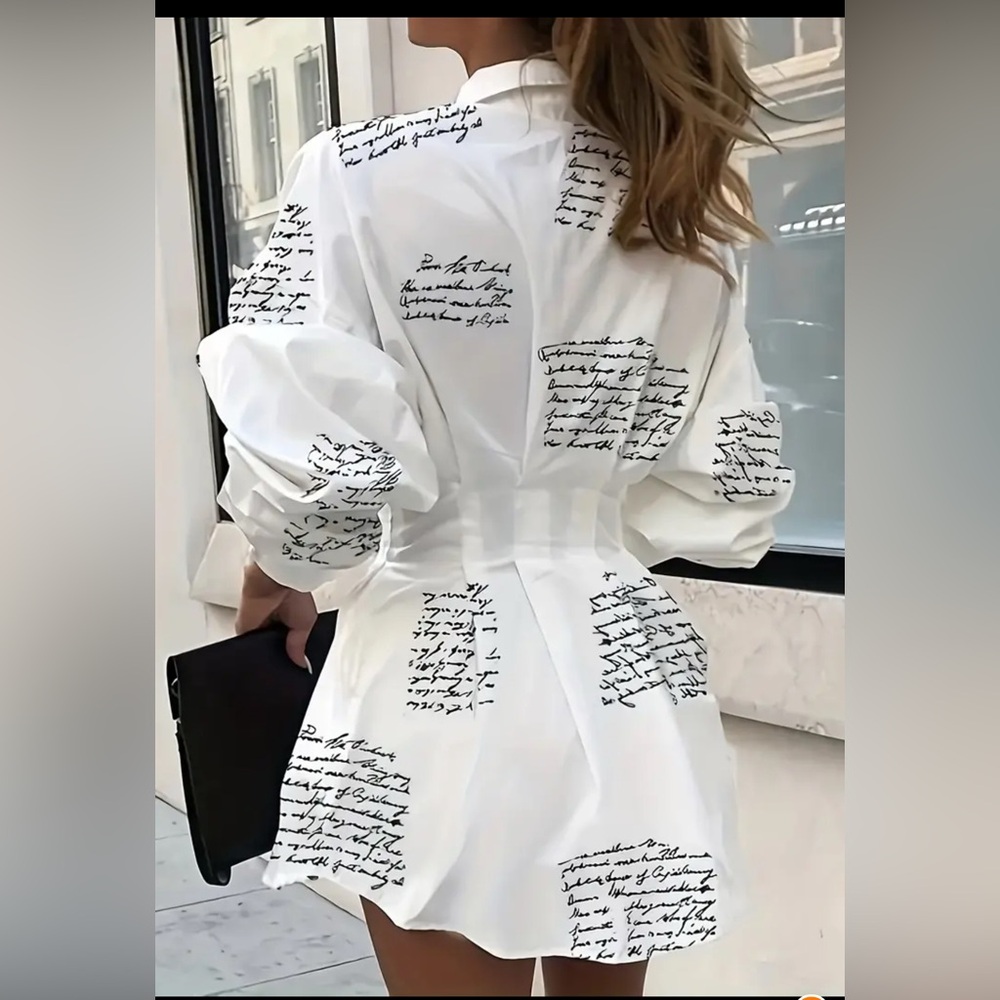 NWT White cinched Shirt Dress Size M